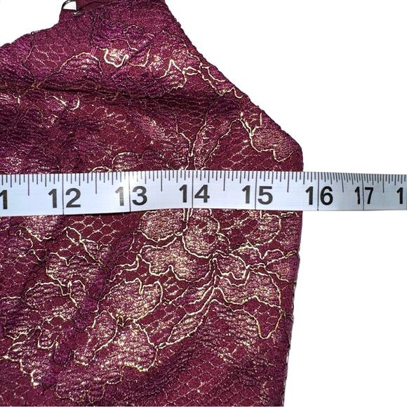 NWT Dress The Population Antoinette Sleeveless Burgundy Gold Lace Maxi Dress S - Picture 7 of 9